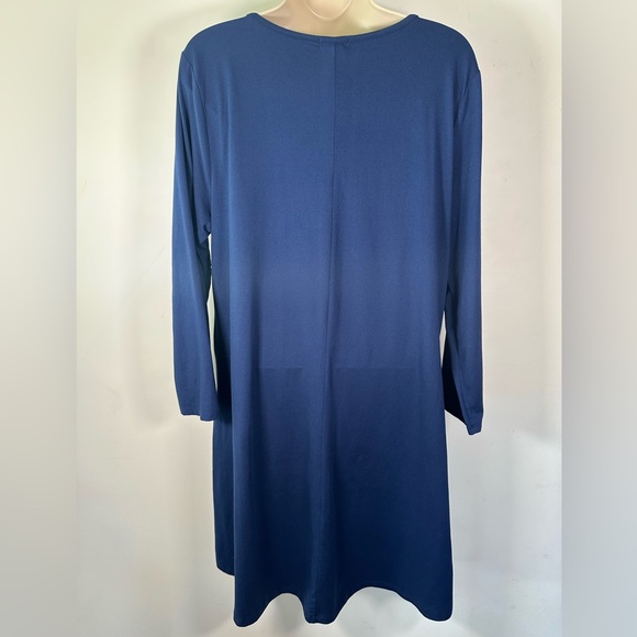 New Directions Navy Blue Scoop Neck Knit Dress - Size Large - Picture 4 of 5